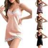 Vêtements de nuit pour femmes été couleur unie glace soie dentelle licou Sexy Style chemise de nuit pyjama ensemble Shorts femmes repos nuit robe de mariée