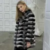 Damen Pelz Kunstpelz Frauen Natürlicher Rex Kaninchen Pelzmantel mit Pelzkragen Warme Winterjacke Frauen Warme Chinchilla Pelzjacke Echtpelzmantel Neu HKD230727