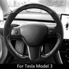 Alcantara Carbon Fiber Leather Steering Wheel Stitch Wrap Cover For Tesla Model3260U