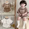 Kleding Sets Zomer Koreaanse Versie Baby Jongens En Meisjes 2pcsset Korte Mouwen Tees Pak Cartoon Leuke Kinderkleding kostuum 230728