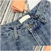 Calças femininas plus size com estampa de letra jeans rasgado para mulheres designer de jeans de alta qualidade estilo de rua para meninas com perna reta e gota Deliv Ot8Lh