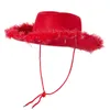 Bérets 2xpc Cowboy Chapeau pour Tinsels extérieur Brim Woman Model Show