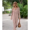 Casual Dresses Women's Summer Sundresses Floral Maxi Dress Loose V Neck Long Sleeve Vestidos Spring Elegant Chic Holiday Shirt Robe Lady