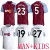 23/24 Camisas de futebol Kids Kit Home 2023 2024 Aston Villas Camisa de futebol Treinamento Fora Fãs Jogador Versão Camisetas Futbol MINGS Mcginn