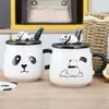 Mokken 3D Panda Keramische Kopjes Met Deksels Lepels Stro Creatieve Koreaanse Student Thuis Koffie Melk Waterfles Vakantie Geschenken Drinkware