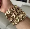 Plaqué or 14 carats Miami Cuban Link Hip Hop 22mm 9.5 "250g Bracelet à maillons cubains en argent massif 999