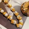Charms Retro Seashell Conch Starfish Pearl Naszyjnik na złoty kolor metalowy łańcuch obojczyka kobiet 2023 Europa i Ameryka 230727