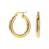 Hoop Earrings ALLME Trendy 40mm Wide Chunky Round Circle For Women 18k Gold PVD Plated Titanium Steel Waterproof Earring