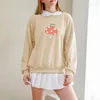 Sudaderas con capucha para mujer, suéter con capucha de algodón de gran tamaño coreano, ropa de calle de rana de dibujos animados para mujer, sudadera Kawaii rosa de manga larga con cuello vuelto