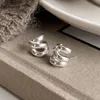 Stud Silverology Real 925 Sterling Silver Orecchini a forma di onda lucida per le donne Spirale irregolare Orecchini coreani eleganti Minimalismo Gioielli 230727