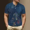 Polos pour hommes Polo d'affaires motif de fleurs à manches courtes chemises hawaïennes décontracté Streetwear hommes vêtements t-shirts haut de haute qualité