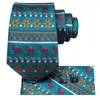 Papillon Regalo Natale Cravatta per uomo Teal Blue 2023 Fashion Brand Wedding Party Cravatta Handky Gemello Designer Hi-Tie all'ingrosso