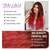 Cosplay Wigs Ombre Red Long Curly Synthetic Wig Burgundy Cosplay Halloween Middle Part Wigs for Women Afro Natural Daily Heat Resistant Hair 230727