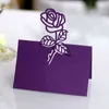 Andere Event -Party liefert 100 PCs/Set Rose Flower Hollow Muster Place Card Hochzeit Dekorationstisch Nummern Name Faltkarte Geburtstagsfeier DIY Supplies 230728