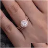 Bandringe Hochzeit Verlobungsset für Frauen Paar Quadratische Silberfarbe Kubikzircon Birde Ring Schillernder Modeschmuck SR531-M Drop De Dhze7