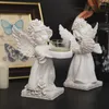 Candle Holders European-style Standing Posture Retro Old Wings Angel Hand Support Candlestick Party Restaurant Living Room Romantic