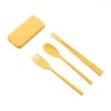 Dinnerware Sets Spoon Fork Chopsticks Wheat Straw Detachable Cutlery Kit Portable Travel Lunch Tableware Students Kitchen Accessories