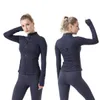 Vêtements d'extérieur d'hiver Veste de sport de badminton Vêtements de pratique de fitness Sports Zipper Manches longues Poche pour le pouce Casual Running Tight Lycra hygroscopique libérant la sueur