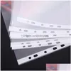 Filing Supplies 100Pcs Plastic Punched File Folders For A4 Documents Sleeves Untral Thin Leaf Sheet Protectors 11 Holes Drop Delivery Otwsk