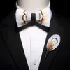 Neck Ties Ricnais Original Feather Bow Tie Brooch Set White Bule Colorful Handmade Exquisite Bowtie For Men Wedding Ties Gift with Box 230728