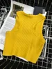 Y2K-suéter de punto Vintage para mujer, chalecos rectos con cadena de Metal sin mangas, camisetas sin mangas cortas, diseñador de moda, Color sólido