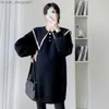 Maternity Dresses Autumn Winter Korean Fashion Pregnant Women Hoodie Oversized Loose Sweatshirt Pregnant Women Top Photo Z230728