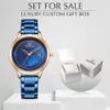 Kobiety oglądają NaviForce ze stali nierdzewnej Lady Wristwatch Fashion Waterproof Ladies Watches Prosty Blue Girl Clock Set na 179
