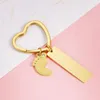 Keychains 10Pcs/Lot Mirror Polish Stainless Steel Heart Keyrings Crystal Baby Feet Key Ring For DIY Women Men Car Jewelry Making