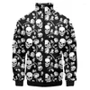 Men's Jackets Men 3d Print Pink Rose Skull Zip Jacket Custom Logo Oversized Fashion Outwear Sublimation Zipper Streetwear Drop