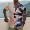 Camisas informales para hombre 2023 Hawaii y cocotero grande estampado 3D playa Retro 5xl moda Top hombre manga corta de un solo pecho 230726