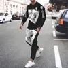 Men's Tracksuits 2023 Spring And Autumn Clothes Black White Design Elements Tracksuit Long-Sleeved 2-Piece Set Original Oversized