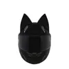 NTS-003 NITRINOS Marca capacete de motocicleta rosto inteiro com orelhas de gato Personalidade Capacete de gato Moda Capacete de motocicleta tamanho M L XL XXL234L