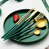 Akşam yemeği setleri Ins Fashion 304 Paslanmaz Çelik Portekiz Bıçak ve Çatal Kaşık Sofra Takımı 1 PCS Western Chopsticks