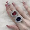 Jewelry Pouches Diamond Retro Ruby Oval Ring Female Opening Exquisite And Elegant Temperament Joker