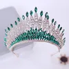 Luxury Sky Blue Crystal Crown Hair Accessories Tiara för kvinnor Bröllop Bridal Red Red Green Rhinestone Crown Hair Jewelry
