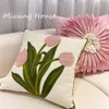 Coussin Oreiller Décoratif Rétro Tulipes Fleur D'Orchidée Brodé Taie D'oreiller Housse De Coussin Morden Casual Coton Cas Canapé Chambre Decro 45x45cm 230727