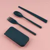 Dinnerware Sets Spoon Fork Chopsticks Wheat Straw Detachable Cutlery Kit Portable Travel Lunch Tableware Students Kitchen Accessories