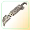 Verklig kapacitet 16GB128GB USB 20 Metal Sword Model Flash Memory Stick Storage Thumb Pen Drive9466103