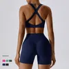 Conjuntos ativos verão sem costura feminino yoga roupas esportivas fitness blusa sem mangas sólida para treino roupas de cintura alta shorts conjunto de ginástica