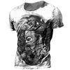 Men's T Shirts Retro Viking Tattoo 3D Print Men Summer Odin Crew Neck Loose Short Sleeve Casual Tops Tees Oversized