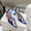 Amina muaddi dress shoes88 womens Luxury Designer heels sandals Sunflower Rhinestone buckle transparency slingbacks Pumps 9.5cm high heeled sandal 35-42 women shoe