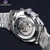Armbandsur Forsining rostfritt stål Vattentäta herrskelett klockor Top Brand Luxury Transparent Mechanical Sport Male Wrist 230727