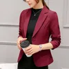 Garnitury damskie Blazer Blazer czerwone kieszenie na długie rękawy Kurtki płaszcz Slim Office Lady Kurtka żeńska garnitur femme 230727