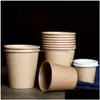 Одноразовые чашки соломинка Kraft Картонная бумага с пластиковой ER для питья поставки доставки Доставка дома кухня кухня бакала
