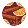 Nappe Ronde Couverture Protecteur Polyester Nappe Orange Et Épices Motif De Fruits Muni D'un Bord Élastique