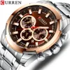 Stainless Steel Men's Watch CURREN New Sports Watch Chronograph and Luminous pointers Wristwatch Fashion Mens Dress Watches266e