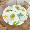 Toalha de mesa capa redonda para jantar toalha de mesa elástica aquarela cacto com frutas decoração de casa El