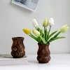 Vazolar Vintage ahşap vazo minimalist modern saksı merkezinde oturma odası dekorasyon süsü ev masası düzenlemesi
