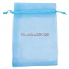 Emballage cadeau 100 pièces bijoux sacs emballage dessinable bleu Organza 7x9 9x12 10x15 13x18 Sachet décor de mariage Ship270b