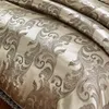 Zestawy pościelowe zestawy Jacquard Queen King size 4PCS koronkowe satynowe kołdrę Zestaw ślubny łóżka łóżka pościel bawełny łóżko 230727